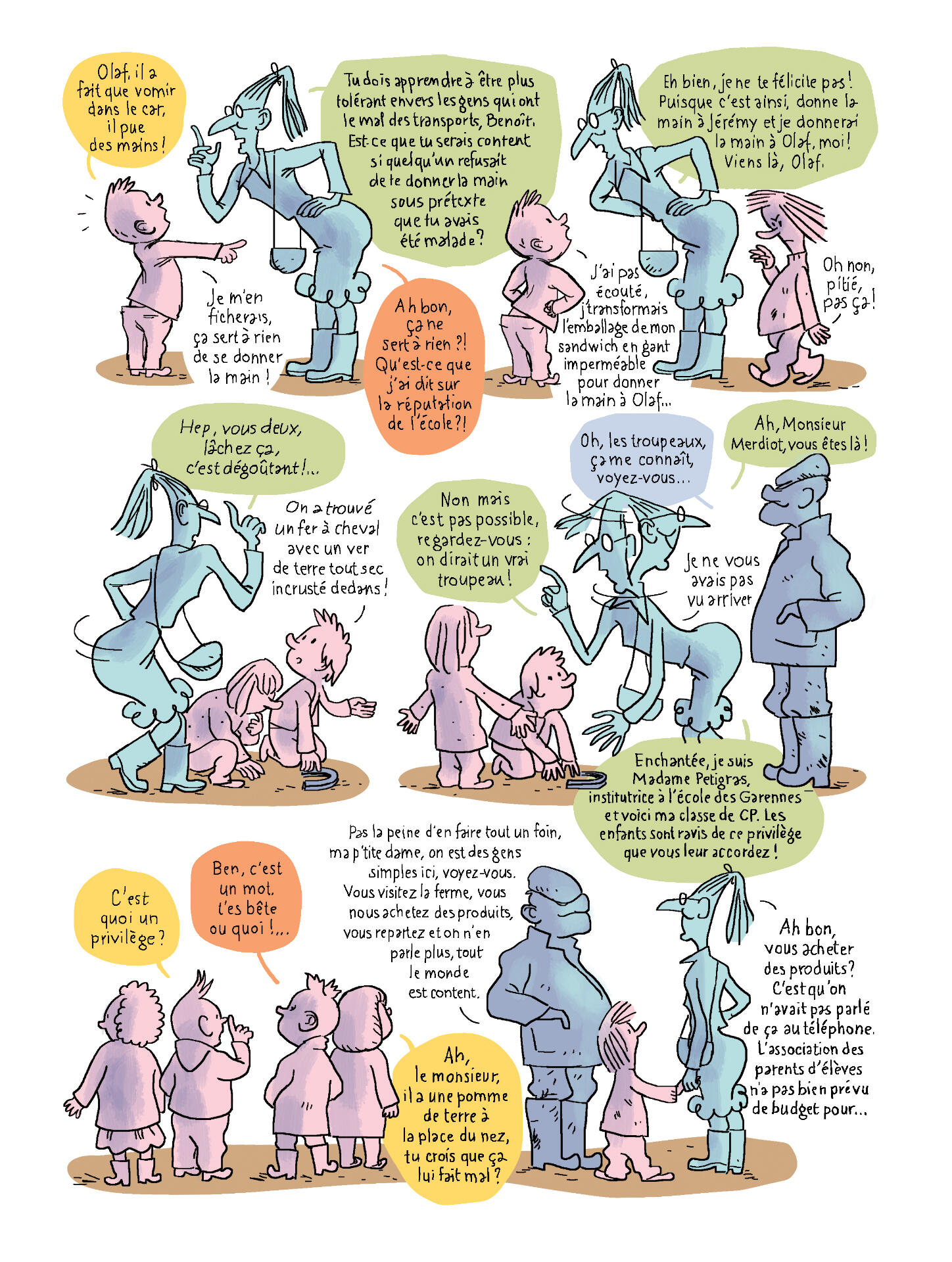 BD humoristique-Visite à la ferme-classe scolaire-école primaire-sortie scolaire-car scolaire-Maureen Lasne-François Warzala