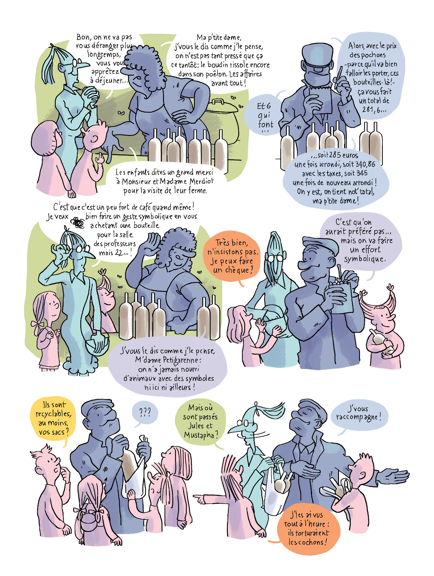 BD humoristique-Visite à la ferme-classe scolaire-école primaire-sortie scolaire-car scolaire-Maureen Lasne-François Warzala